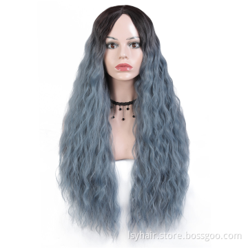 LSY Fashion Long Synthetic Hair Wig Machine Made Fiber Hair Wigs Synthetic Hair Wig Can Customize